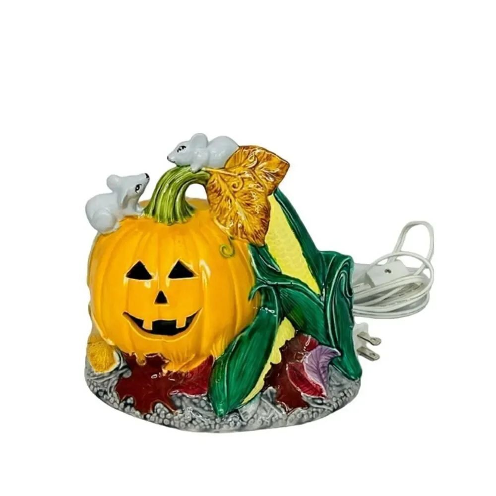 Halloween Jack O Lantern Mice Mouse Light Working 1987